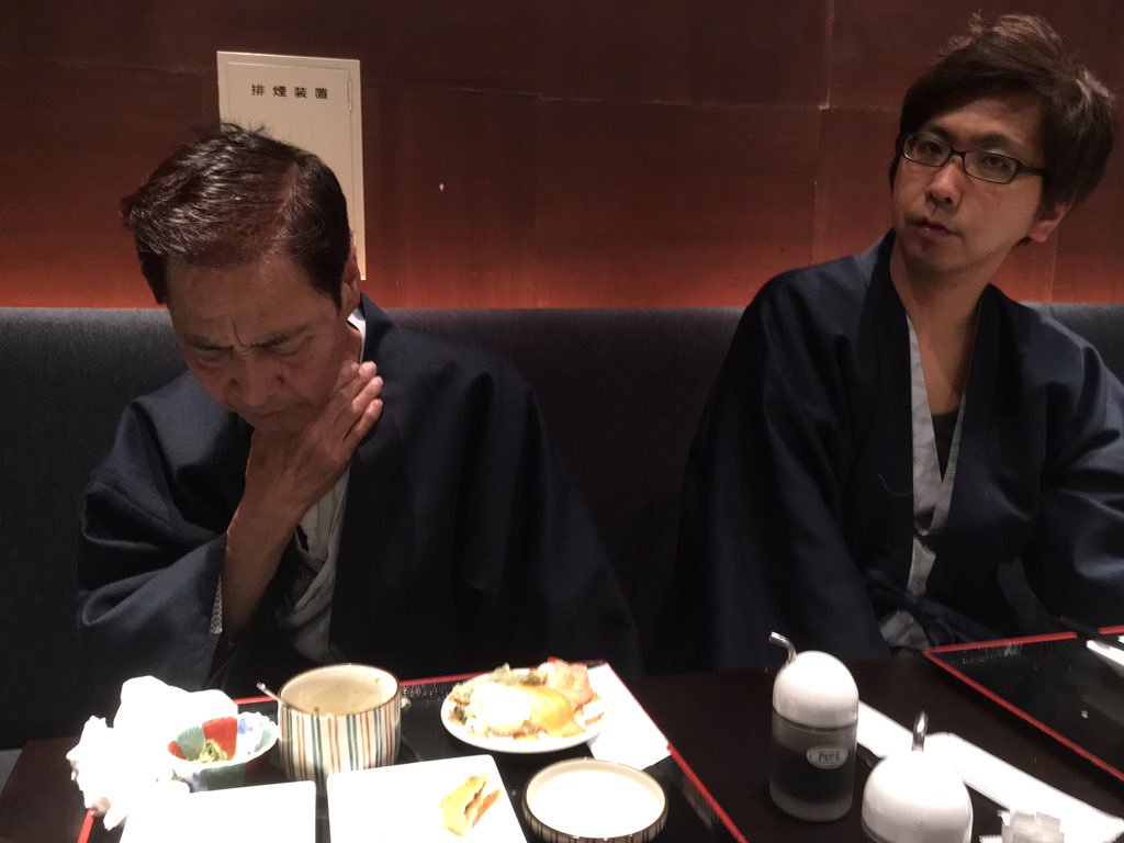 Mr. Hata has trouble swallowing & experiences coughing fits more often. His son, T, sits with him at dinner. #mrhata https://t.co/ntsXT8Rnk1